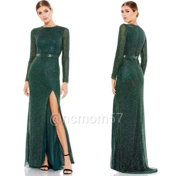 Mac Duggal Green Beaded Formal Dress 5056 - Picture 1 of 9
